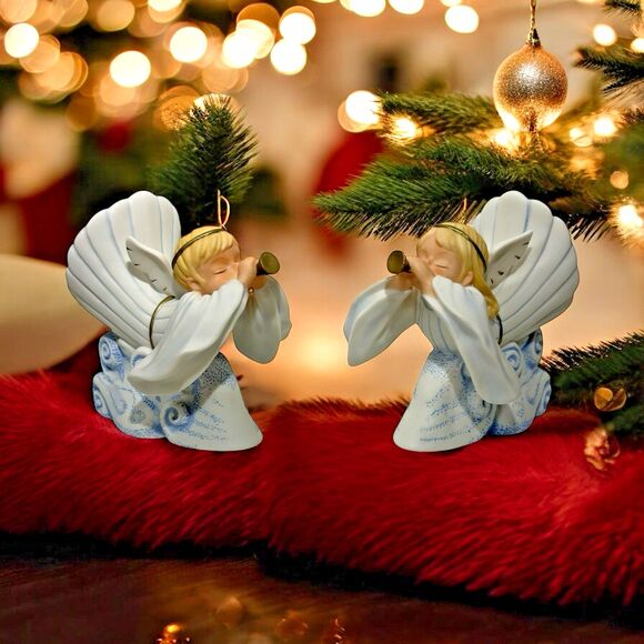 VTG Home Interiors‎ ANGELS BOY AND GIRL ANNOUNCING THE SAVIORS BIRTH Figurines - Picture 1 of 14